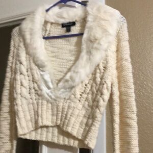 Bebe Sweater with fur v neck